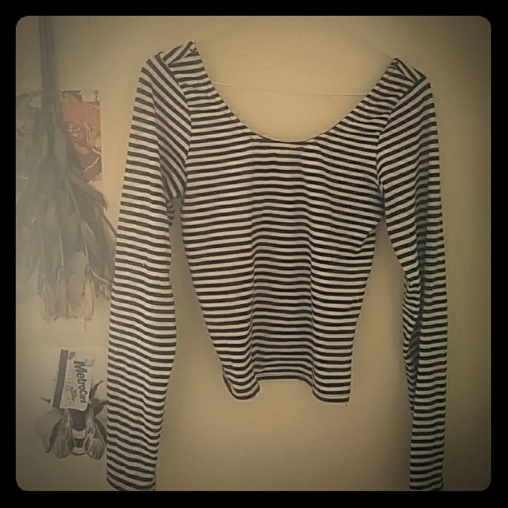 Striped scoop neck crop top